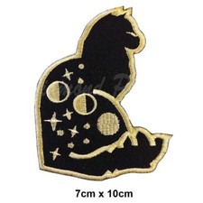Black cute cat stars moon galaxy embroidery patch iron sew on kids fashion badge