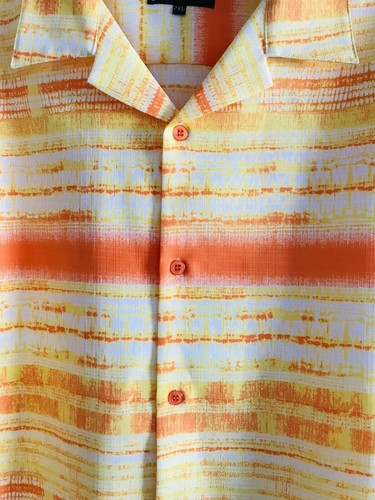 Montique Mens Plus Size 2XL XXL Shirt Pattern Button Up Collar Yellow - Picture 11 of 17