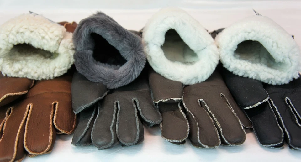 4 COLORES REAL GENUINO PIEL DE OVEJA PIEL DE OVEJA GUANTES UNISEX Piel Invierno S-2XL Foto 3 de 4