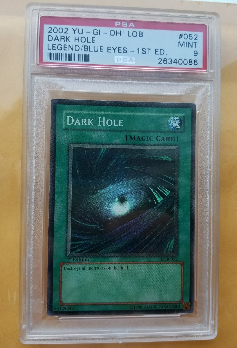 Yugioh DARK HOLE 1st Ed New Super Rare LOB-052 PSA 9 Mint US Ver