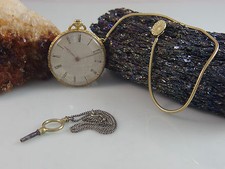 ANTIKE VINTAGE TASCHENUHR IN 750 / 18K GOLD UHR 333 er GOLD UHREN-KETTE