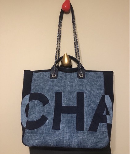 CHANEL DEAUVILLE DENIM HANDBAG TOTE 