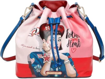  NWT Nicole Lee  Daisy Takes Love  Drawstring Balloon Tote Bag 