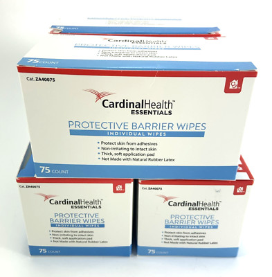 4 Boxes Cardinal Health ZA40075 Skin-Prep Protective Barrier Wipes