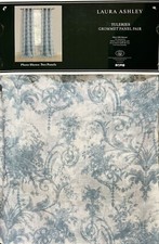 Laura Ashley Blue White Tuleries Grommet Panels Curtains Drapes 40 X 84 Set Of 2