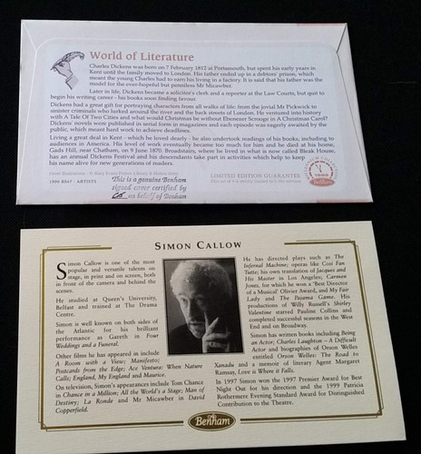 Cubierta de primer día firmada por Benham del actor y director de teatro inglés Simon Callow - Imagen 2 de 2