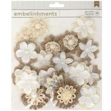 American Crafts Alpha Bling Fabric and Paper Flowers Embellishment Pieces new