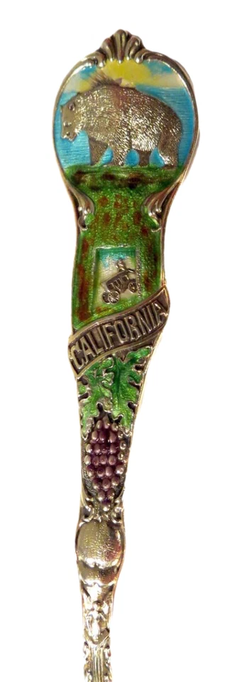 CALIFORNIA Esmalte ESTERLINA Cuchara ANTIGUA Nouveau Watson "LOS ANGELES" OSO DORADO Foto 3 de 4