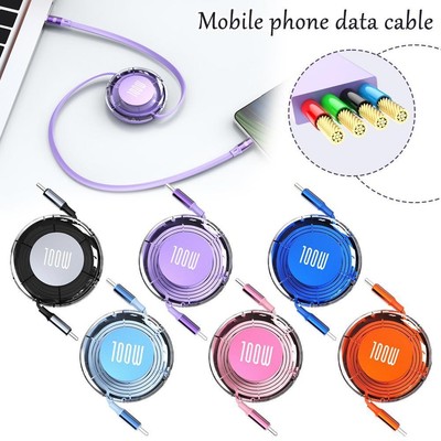 100W Type-C to Type C Charging Cable Retractable USB 480Mbps Cable~ Data Z0G2