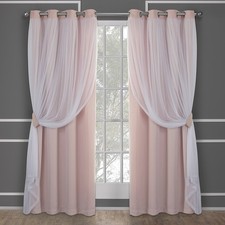 Cortinas de Doble Capa Traslucidas y Opacas Color Rosa Juego de 2 Pzs