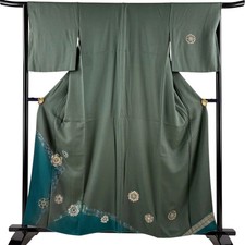 Silk Kimono Gray Green M Size Used
