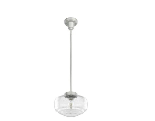Hunter Saddle Creek 1-Light Brushed Nickel Mini Pendant with Seeded Glass Shade - Picture 8 of 9
