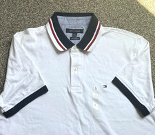 Tommy Hilfiger Men's White Classic Fit Polo Shirt 100 Cotton Size L