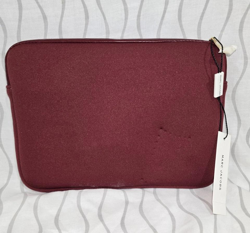 Marc Jacobs New York Tablet Sleeve Padded Red Zip Logo Dark Cherry  - Image 2 of 4