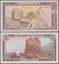 Lebanon, 25 Livres, 1983, XF-AU, P-64