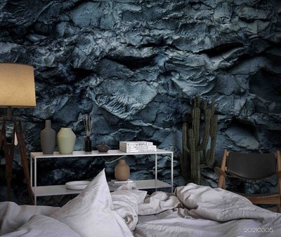 3D Black Rock Close-up Wall Murals Wallpaper Murals Wall Sticker