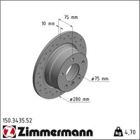 2X Zimmermann 150.3435.52 Bremsscheibe FüR BMW Z4 E85 Bremsscheiben