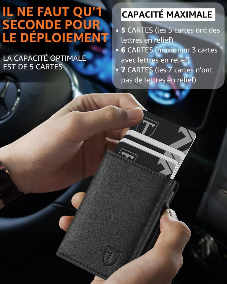 Portefeuille Homme Cuir Véritable TEEHON Porte-Cartes Pochette porte-monnaie - Photo 4/4