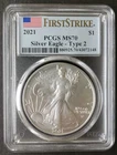 2021 $1 American Silver Eagle Dollar Type 2 PCGS MS70