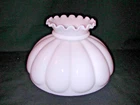 Vintage GWTW White Milk Glass Oil Lamp Shade Melon 10" Fitter Ruffled Top
