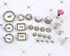 Clearance A set 40 pc of 1:12 Dollhouse Miniature Tea Set/ Miniature plates E