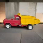 Vintage Tonka Hydraulic Dump Truck Jeep Metal Red/ Yellow 9.5"