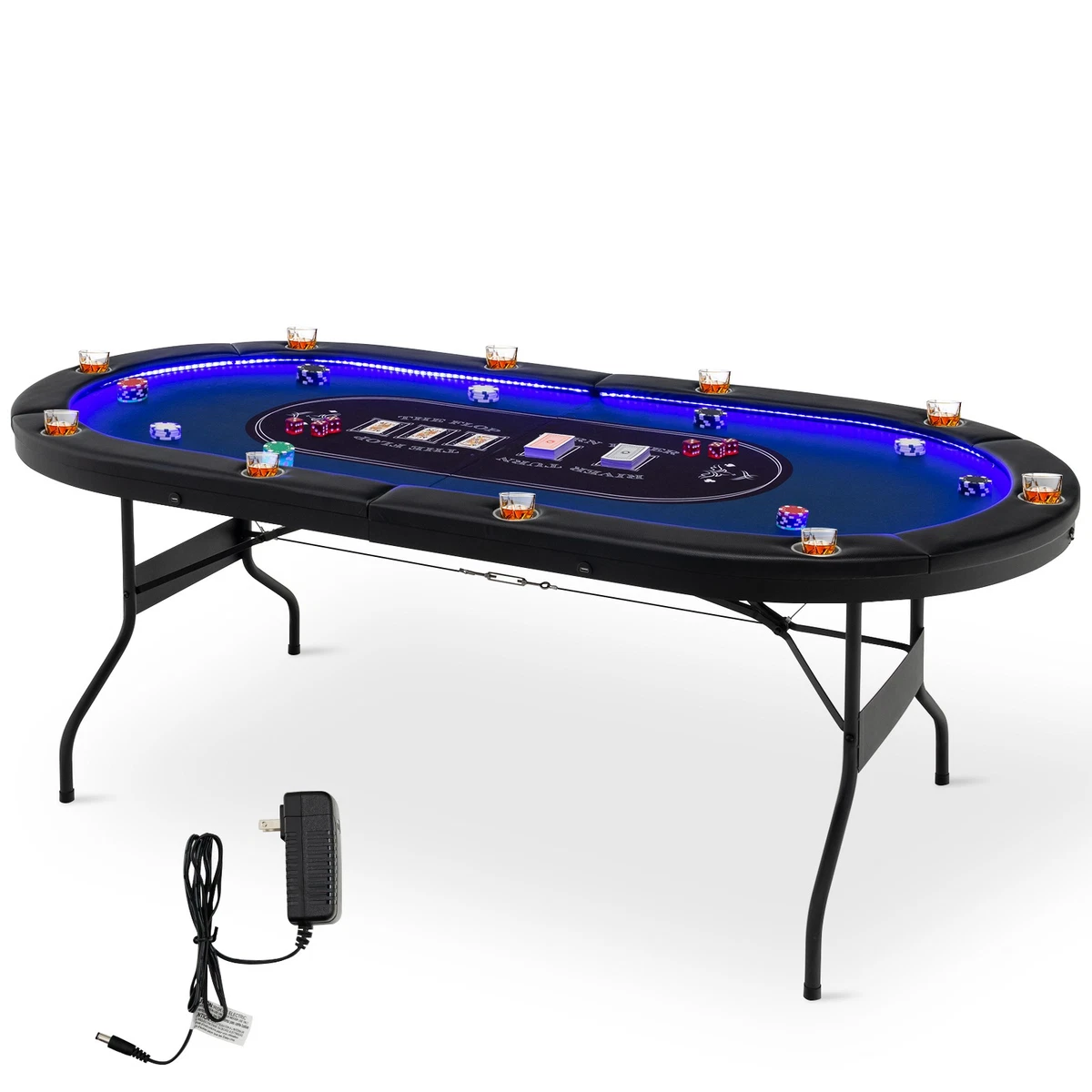 Tapete De Póquer Plegable Para 10 Jugadores - Mesa Portátil De Caucho 47x23 Pulgadas, Ideal Para Texas Hold'em Y Blackjack