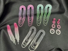 Radiant Elegance Luxury Rose Pink Gradient Rhinestone Long Tassel Heart Earrings