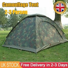 Camo Outdoor Camping Waterproof 2-3 Person Folding Tent Camouflage Hiking UK