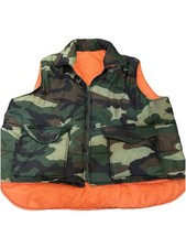 Vintage XL Men s Camo Hunting Vest Reversible Blaze Orange Lined Zip Pockets