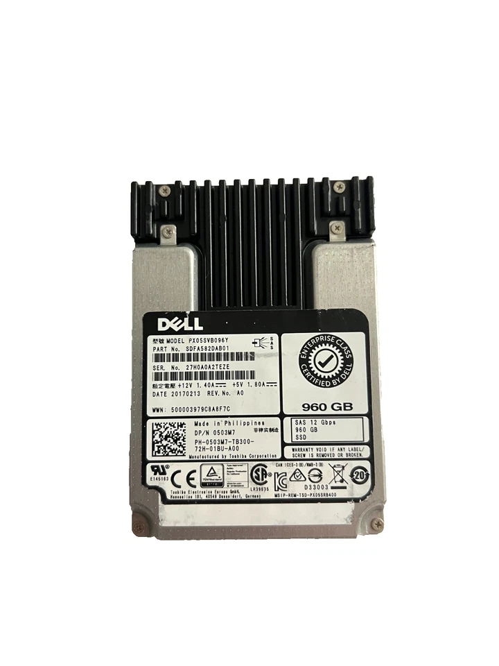 [LOT OF 2] - 960GB DELL SAS SSD 12Gbps Toshiba Server 2.5" SFF SSD - LOW HEALTH - Image 2 of 4