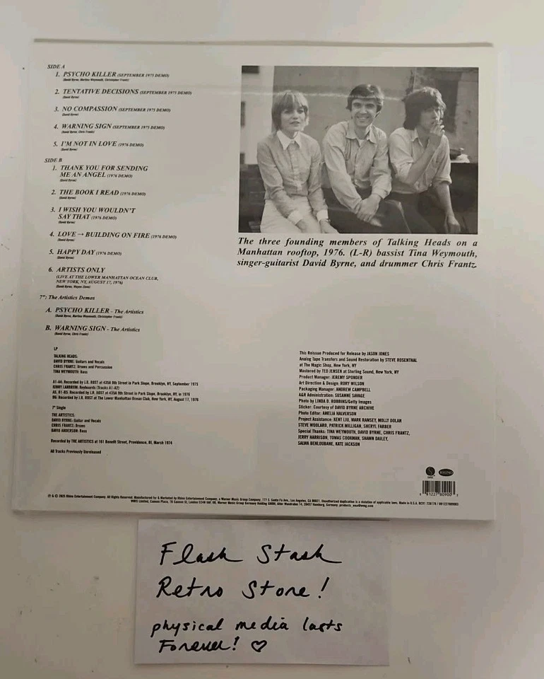 Talking Heads "Tentative Decisions: Demos and Live" LP & 7" RSD Black Friday 25' - Image 3 of 4