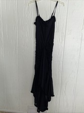Express Womens Junior Size  Dress Spaghetti Straps Lined Hi Low Hem Black