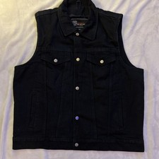 Vance USA Mens Black Jean Style Denim Motorcycle Vest XL Concealed Carry