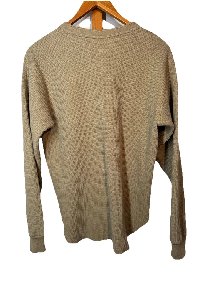 Винтажный 80-х/90-х Russell Athletic тепловой вафли трикотажа 1/4 кнопка длинным рукавом желтовато-коричневый Med - Изображение 2 из 4