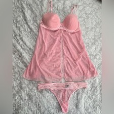 Rampage Vintage Y2K Pink Polka Dot Chemise Set