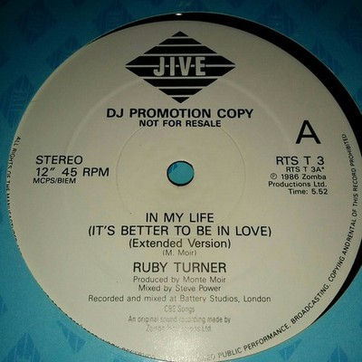 Ruby Turner - In My Life (It's Better To Be In Love) (12'', Promo)
