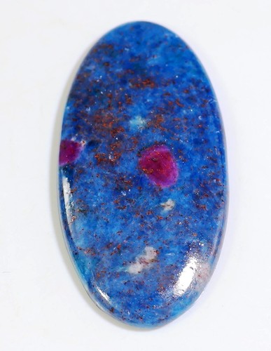 Summer Season Natural Red Ruby Sapphire In Blue Kaynite Oval Cabochon Gemstone - Picture 4 of 27