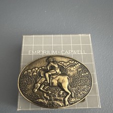 Vintage 1978 Western Cowboy Baron Buckle Solid Brass 8019