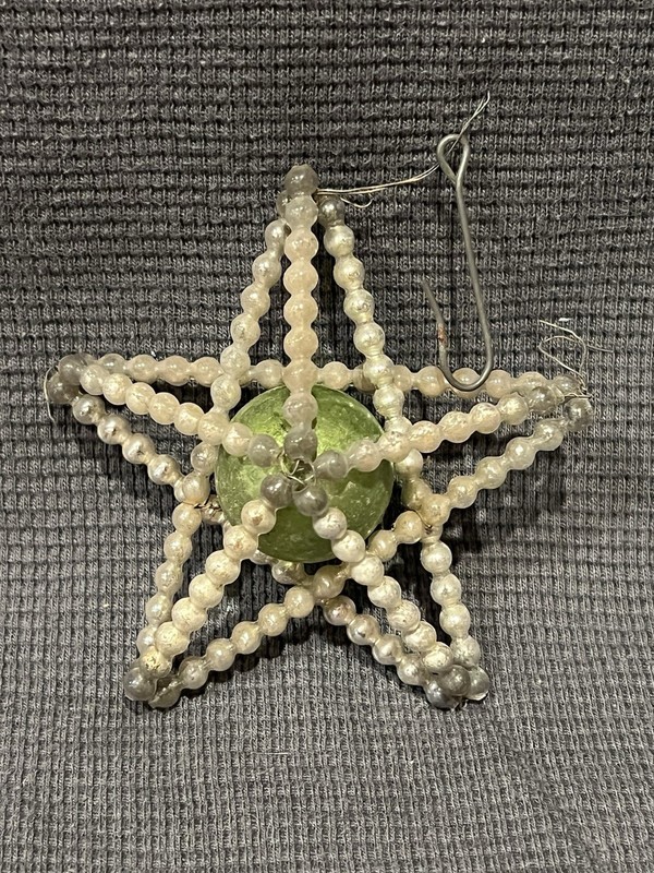 VTG Czech Mercury Glass? Star Christmas Tree Ornament Beaded