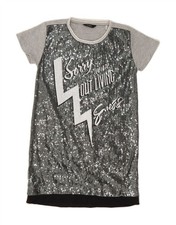GUESS Womens Graphic T-Shirt Dress UK 8 Small Grey FI08
