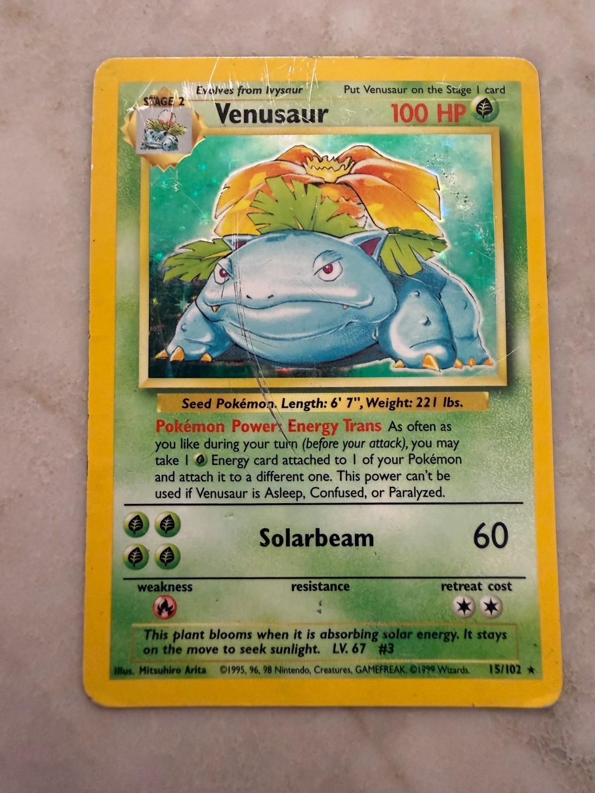 Pokémon TCG Venusaur 15/102 Base Set Holo Rare Unlimited Vintage 1999