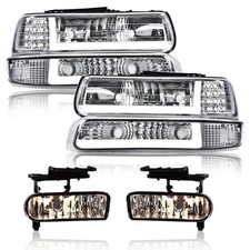 Headlamp Fog LED DRL Black Clear 99-02 Silverado 1500/2500 00-06 Suburban
