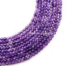 Amethyst Faceted round Loose Beads   3mm Natural Gemstone   15 Inch Strand   Jew