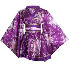 HUAHUA Womens Sexy Short Kimono Dress Floral Print Japanese Traditional Geisha Y