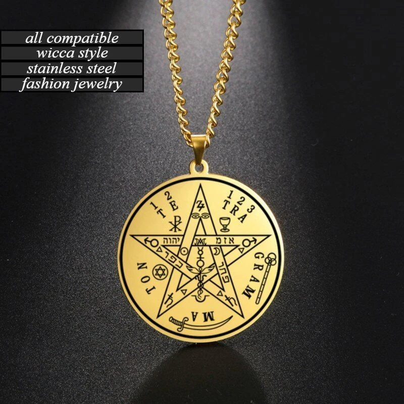 Vintage Tetragrammaton Pendant Necklace Amulet Stainless Steel Fashion Jewelry