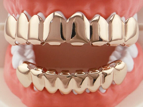 Grillz Teeth Dental Grills 18K Rose Gold/Silver Plated 8 Top & Bottom Mold Kit - Image 3 of 4