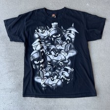 vintage looney tunes black t-shirt size L bugs bunny marvin the martian b3