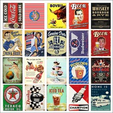 Various Retro Tin Metal Novelty Replica Signs Home Bar Kitchen Man Cave Shed M8