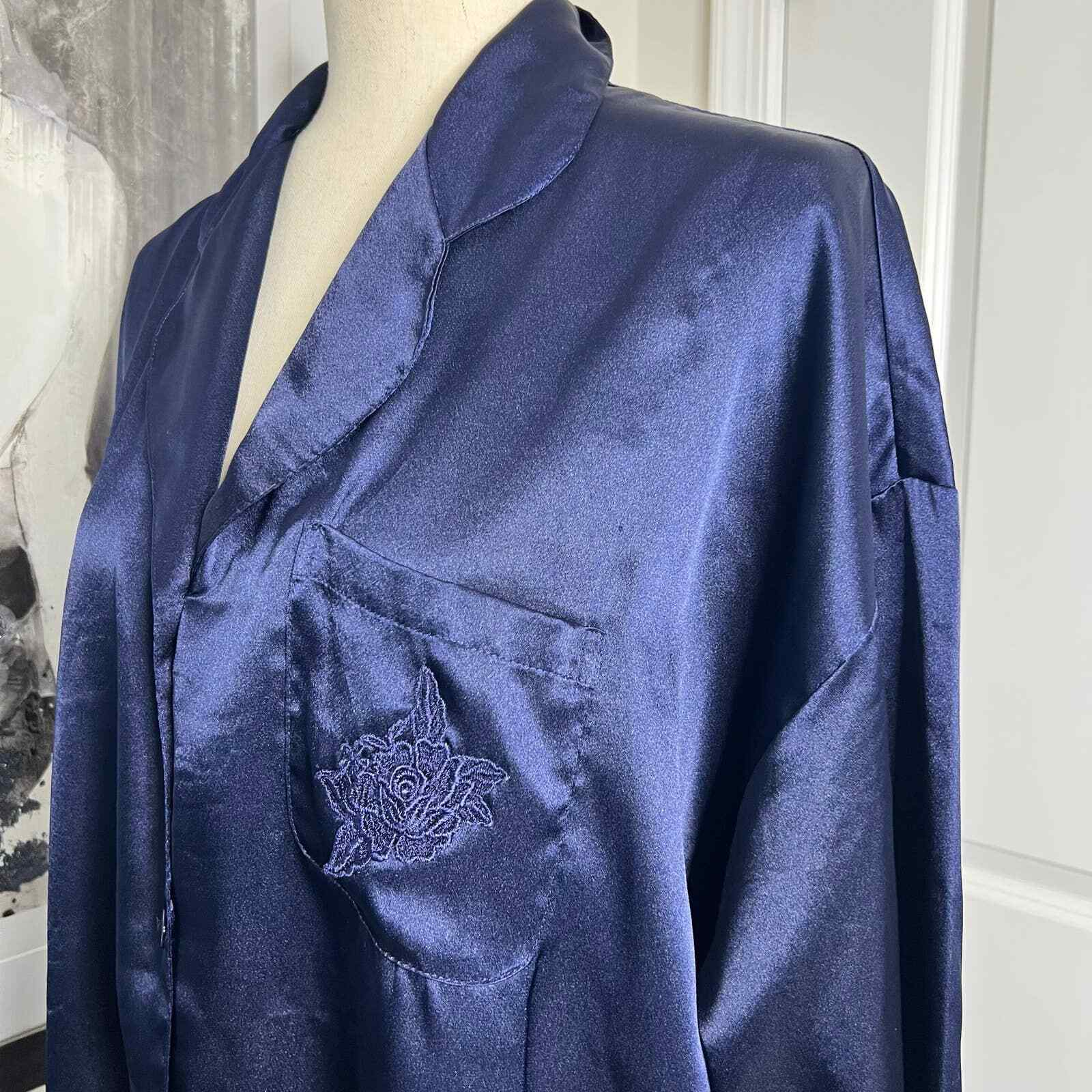 Victoria's Secret Large Night Gown Shirt Navy Blue Bu… Gem